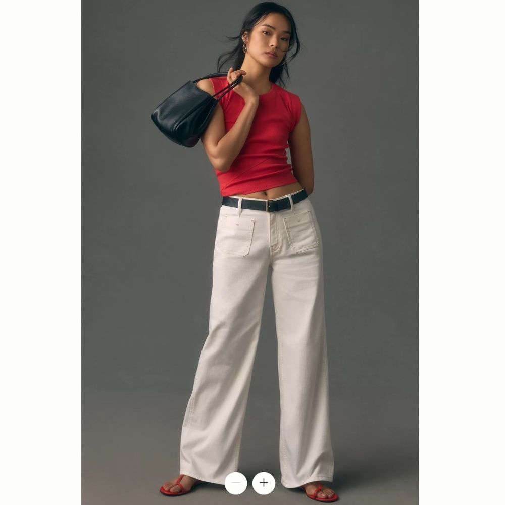 Pilcro Off-White Wide Leg Jeans
